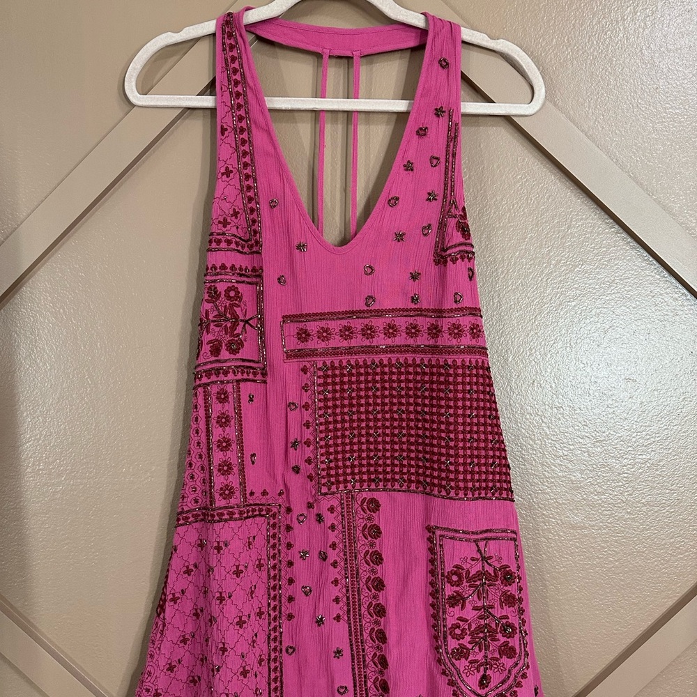 Free People NWT pink embroidered dress